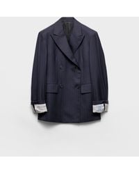 Prada - Double-Breasted Pinstriped Wool Jacket - Lyst