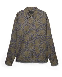 Prada - Printed Cotton Blend Zipper Shirt - Lyst