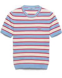 Prada - Jersey De Algodón A Rayas Con Cuello Redondo - Lyst