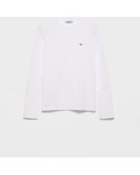 Prada - T-Shirt En Jersey À Manches Longues - Lyst