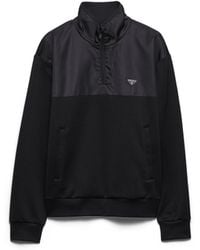 Prada - Sudadera De Felpa De Algodón Con Media Cremallera Y Detalles De Re-Nylon, Hombre, Talla - Lyst