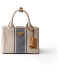 Prada - Jardinière Small Cotton Canvas Bag - Lyst