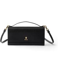 Prada - Leather Wallet With Shoulder Strap - Lyst