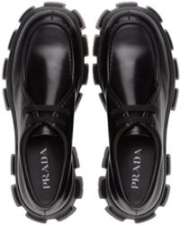 Prada - Monolith Brushed Leather Lace-Up Shoes - Lyst