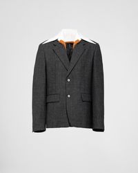 Prada - Single-breasted Wool Jacket With Collar - Lyst