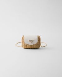 Prada - Wicker And Leather Mini Bag - Lyst