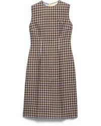 Prada - Checked Georgette Dress - Lyst
