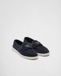 Prada - Suede Triangle Loafers - Lyst