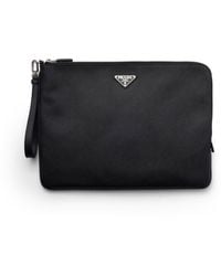 Prada - Pouch De Piel Saffiano, Hombre - Lyst