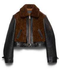 Prada - Panelled Leather And Shearling Jacket - Lyst