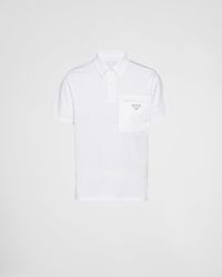 Prada - Poloshirt Aus Baumwoll-Stretch Re-Nylon-Details - Lyst