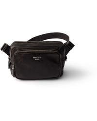 Prada - Distressed Nappa Leather Shoulder Bag - Lyst