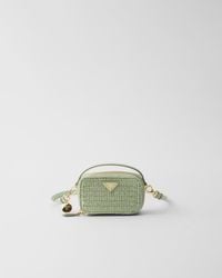 Prada - Crochet And Leather Mini Pouch - Lyst