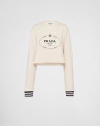 Prada - Oversized Cotton Fleece Sweatshirt - Lyst