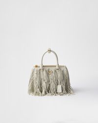 Prada - Galleria Small Leather Bag With Fringe - Lyst