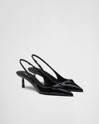 Prada - Patent Leather Slingback Pumps 55 - Lyst