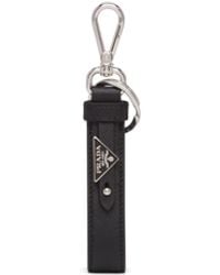 Prada - Saffiano Leather Keychain - Lyst