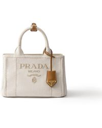 Prada - Jardinière Small Linen Blend Handbag - Lyst