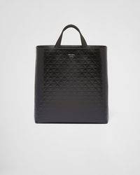 Prada - Brushed Leather Tote Bag With Water Bottle - Lyst