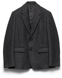 Prada - Single-Breasted Wool Jacket, Slate - Lyst