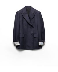 Prada - Chaqueta De Botonadura Doble En Lana Con Raya Diplomática - Lyst