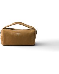 Prada - Suede Leather Shoulder Bag - Lyst
