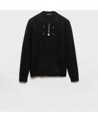 Prada - Wool Crew-Neck Sweater With Pendant - Lyst
