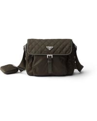 Prada - Medium Quilted Re-Nylon Shoulder Bag With Saffiano Leather Trim - Lyst