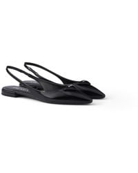 Prada - Brushed Leather Ballerina Slingbacks - Lyst
