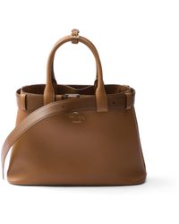 Prada - Buckle Medium Leather Handbag With Belt - Lyst