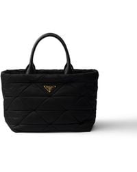 Prada - Medium Padded Re-Nylon And Leather Tote Bag - Lyst