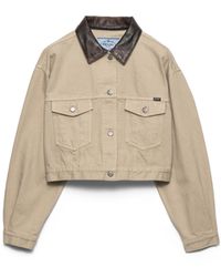 Prada - Cropped Old Denim Jacket - Lyst