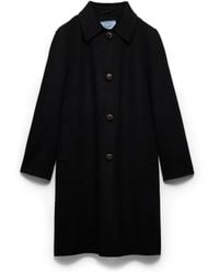 Prada - Single-Breasted Double Cashmere And Wool Coat - Lyst