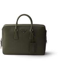 Prada - Saffiano Leather Work Bag, Loden - Lyst