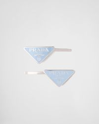 Prada - Fermaglio con logo a triangolo - Lyst