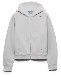 Prada - Chaqueta De Felpa Con Capucha, Mujer, Talla - Lyst