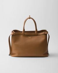 Prada - Buckle Leather Handbag With Double Belt - Lyst