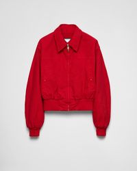 Prada - Veste Bomber Raccourcie En Coton - Lyst