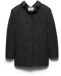 Prada - Chaqueta De Botonadura Simple En Lana Shetland, Mujer, Talla - Lyst