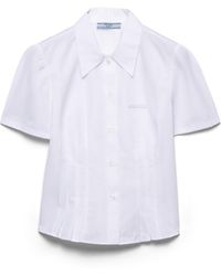 Prada - Short-Sleeved Poplin Shirt - Lyst