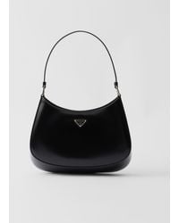 Prada - Cleo Brand-Plaque Brushed Leather Shoulder Bag - Lyst