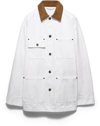 Prada - Leather-Trimmed Canvas Jacket - Lyst