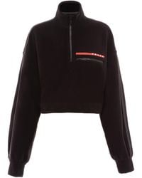 Prada - Cropped Recycled Technical Fleece Sweatshirt - Lyst