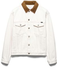 Prada - Old Denim Jacket With Leather Details - Lyst