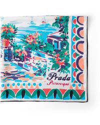 Prada - Schal Aus Seiden-Twill Mit Print 90 Damen - Lyst