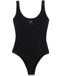 Prada - Jersey One-Piece Swimsuit With Rhinestones - Lyst