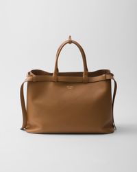 Prada - Buckle Leather Handbag With Double Belt - Lyst