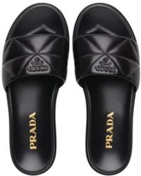 Prada Sporty Quilted Nappa Leather Sandals in Black - Lyst