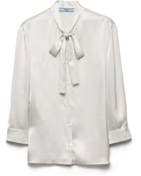 Prada - Camisa De Crepé De Satén, Mujer, Talla - Lyst