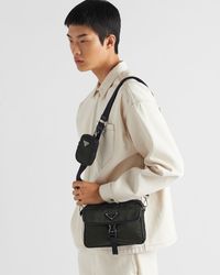 Re-Nylon and Saffiano Leather Shoulder Bag - Black – Amuze